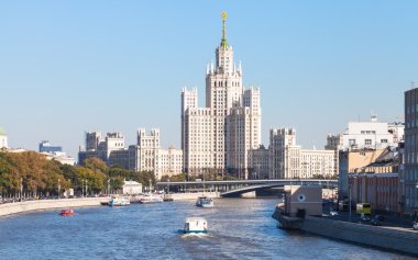 panorama of Moskva River and tower in Moscow