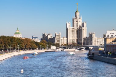 Embankments, Moskva River and tower in Moscow