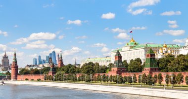 panoramic view Moskva River, Kremlin, Moscow City