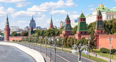 panoramic view of the Kremlin Embankment in Moscow