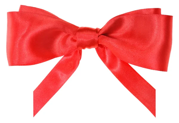 Laço de fita de seda vermelho real com extremidades cortadas verticalmente — Fotografia de Stock