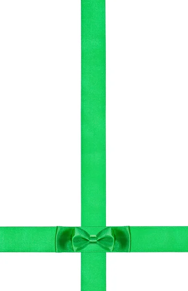 Pequeño arco verde doble en dos cintas de cruce —  Fotos de Stock