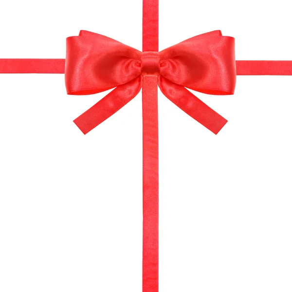 Red satin bow knot and ribbons on white - set 15 — Stock Photo, Image