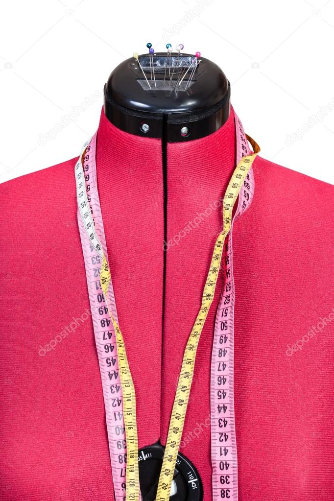 red tailor dummy - female model close up isolated