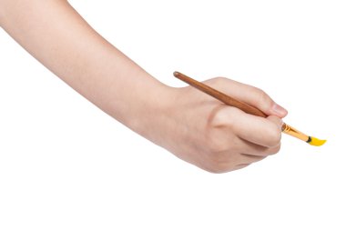 sanatsal boya fırçası boya sarı ile el