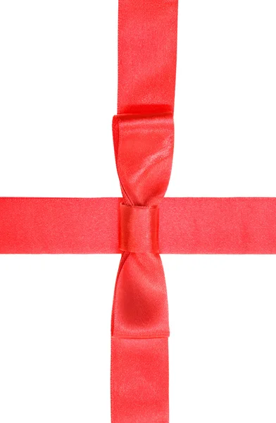 Intersección de cinta de seda roja y banda con lazo — Foto de Stock