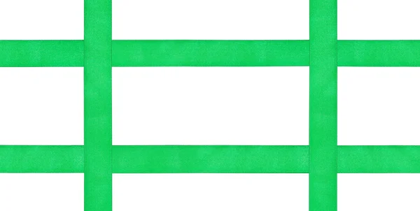 Four crossing green satin strips isolated — Stock Photo, Image