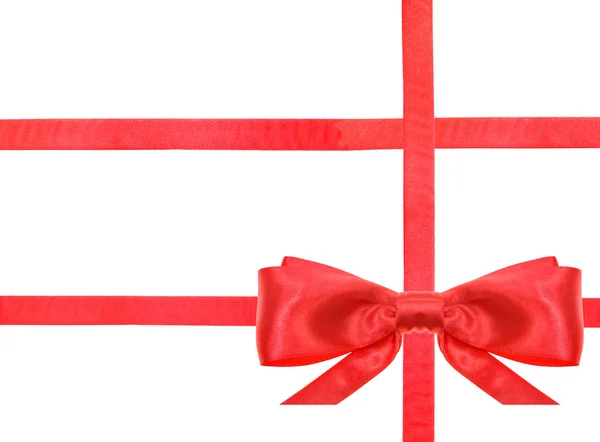 Red satin bow knot and ribbons on white - set 27 — Stock Photo, Image