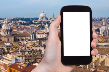 ekran ve Roma cityscape dışarı kesim ile Smartphone