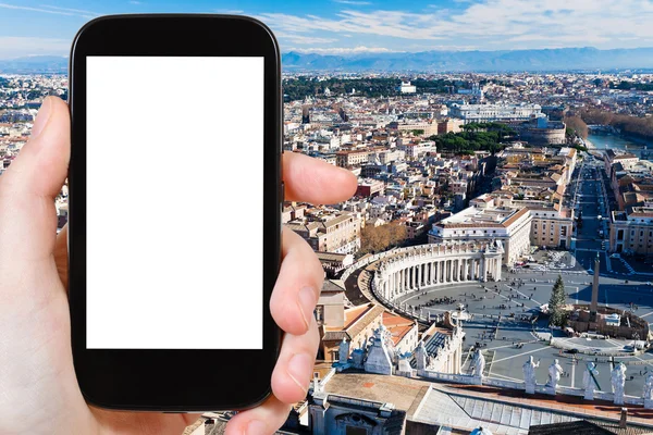 Smartphone con pantalla recortada y plaza de San Pedro —  Fotos de Stock