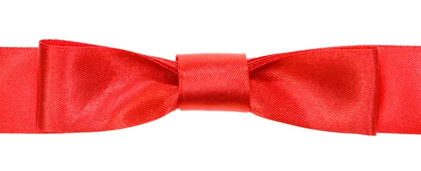 Riktiga röda bow Knut på bred satin band isolerade — Stockfoto
