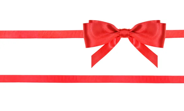 빨간색 새틴 나비 매듭과 리본 화이트-설정 22 — 스톡 사진