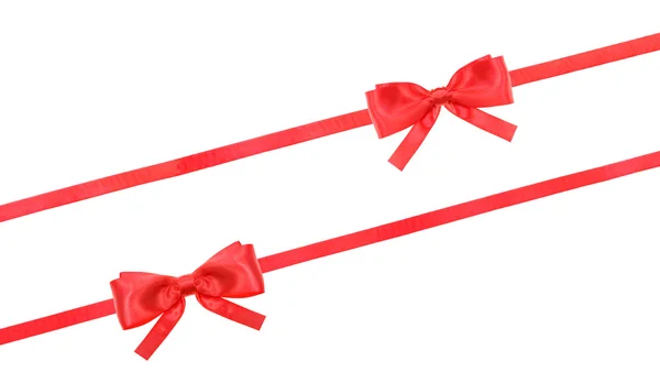 Red satin bow knot and ribbons on white - set 58 — Stock Photo, Image