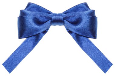 symmetric blue ribbon bow with square cut ends clipart