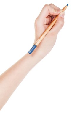 el izole ahşap kalem mavi tarafından yazıyor