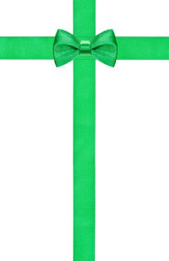 Yeşil yay düğüm iki ipek şeritler geçiş