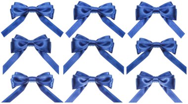 beyaz izole mavi saten yay seti