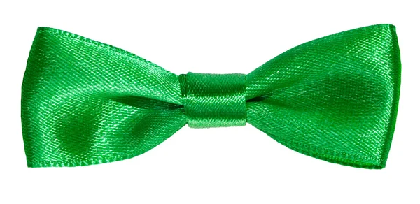 Зеленый атласный узел на белом — стоковое фото