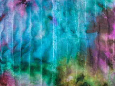 dikişli ipek batik boyalı soyut