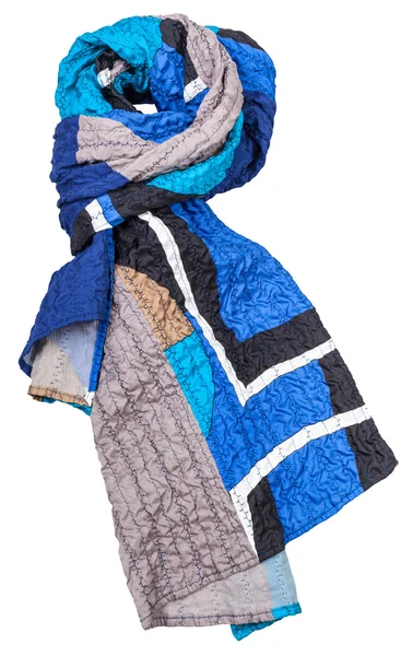 ブルーの幾何学模様シルク パッチワーク スカーフ — ストック写真