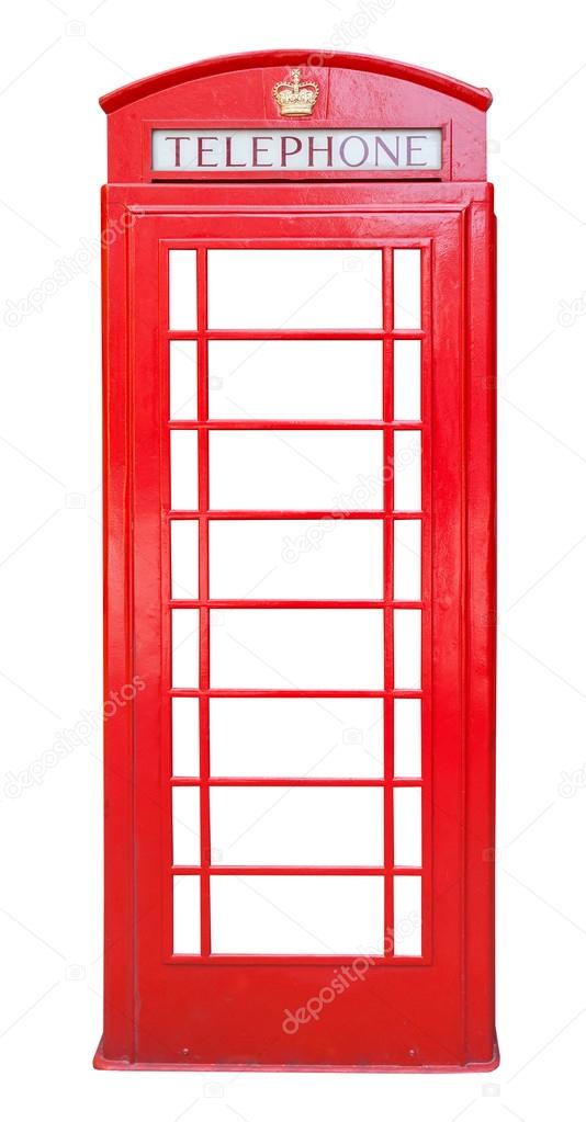 British red phone booth isolated on white