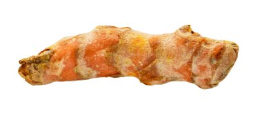 Beyaz arka planda Tayland 'dan izole edilmiş doğal taze curcuma kökü