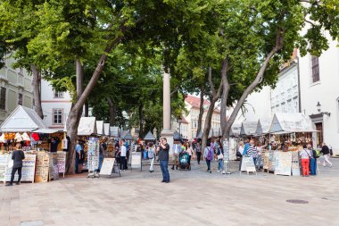 souvenir shops on the town square in Bratislava
