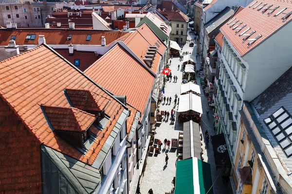 Above view of houses on Michalska in Bratislava — стокове фото