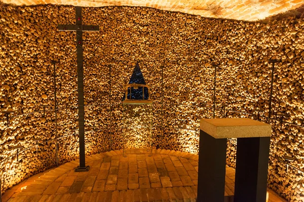 Hall with cross in Ossuary of St James Church Brno — стокове фото