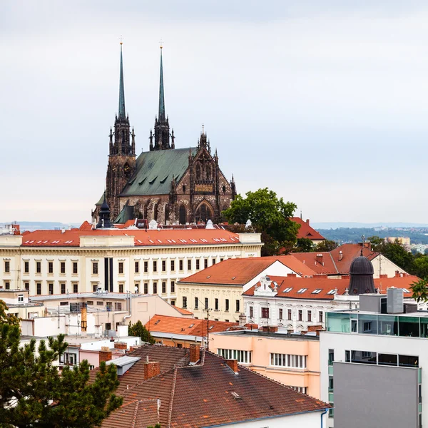 Paisaje urbano de Brno con Catedral de San Pedro y San Pablo — Foto de Stock