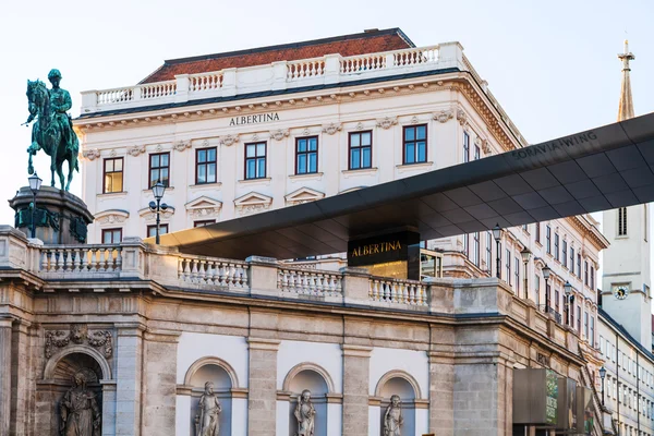 View of Franz Joseph I statue and Albertina Vienna — Stok fotoğraf