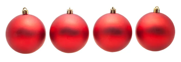 Vier donkere rode xmas ballen geïsoleerd op wit — Stockfoto