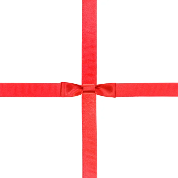 Nó de arco de cetim vermelho e fitas em branco - conjunto 17 — Fotografia de Stock