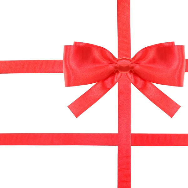 Red satin bow knot and ribbons on white - set 29 — Stock Photo, Image