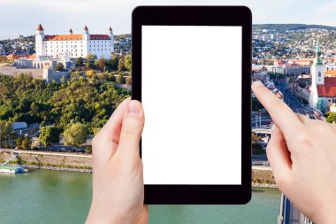 tourist photographs Castle and Bratislava old town