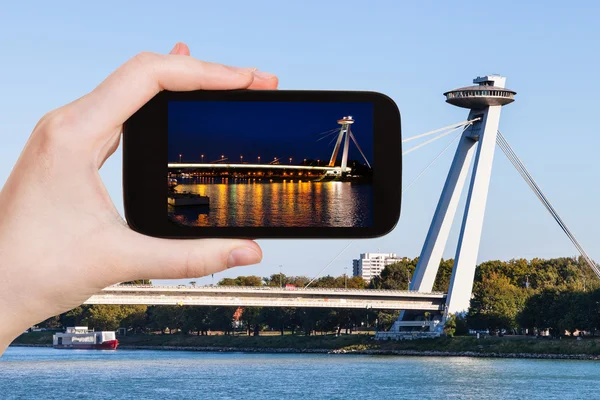 Snapshot of SNP Bridge (Novy Most) in Bratislava — Stockfoto