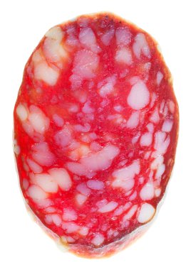 Tütsülenmiş sosis beyaz izole parçası