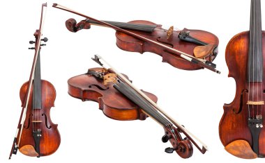 eski beyaz izole yay ile keman ayarla