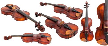 eski beyaz izole keman ayarla