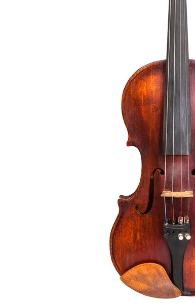 Mitad del viejo violín aislado en blanco y copyspace — Foto de Stock