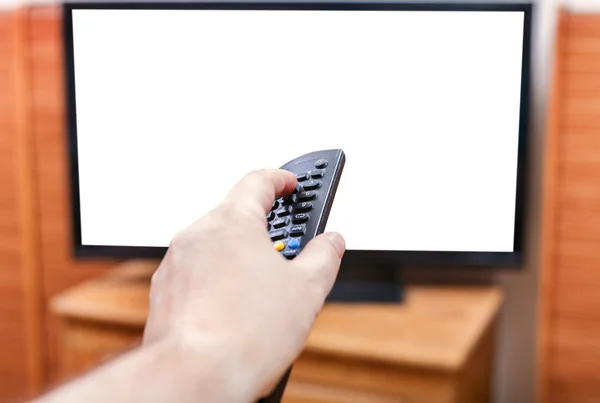 Schakelen tussen Tv kanalen met scherm uitgesneden — Stockfoto