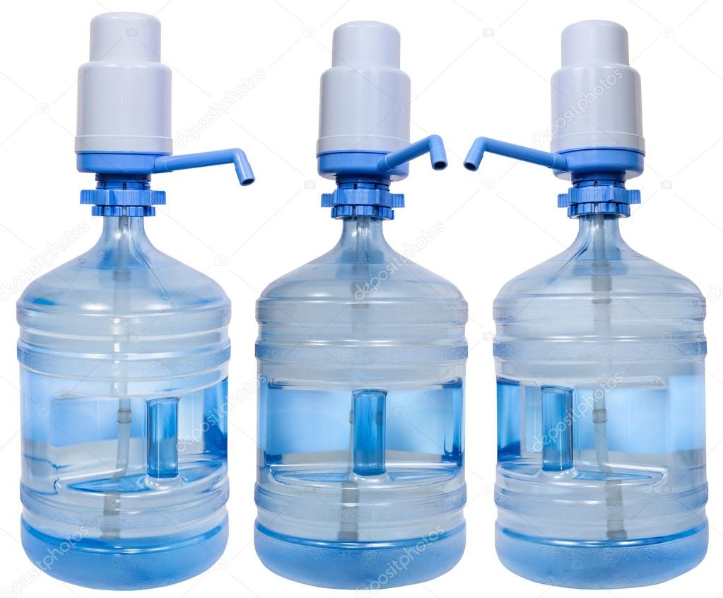 set of Drinking Water bottles with pump dispensers