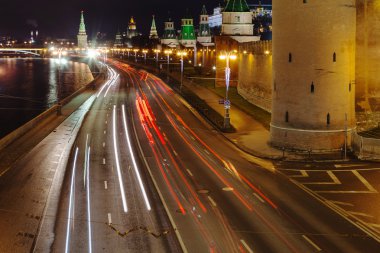 Moskova'da Kremlin dolgu ışıkları