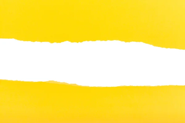 Mitades divididas de la hoja de papel rasgado amarillo —  Fotos de Stock