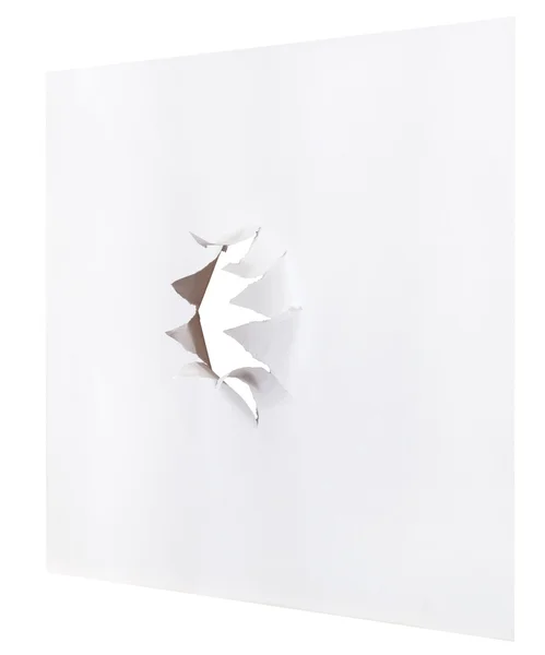 Arkusz papieru z surowca otworami dziury na białym tle — Zdjęcie stockowe