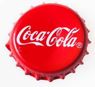 şişe Coca-Cola kırmızı bere Üstten Görünüm