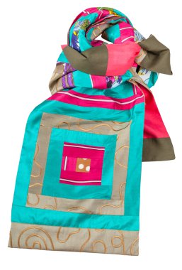 patchwork İpek eşarp kare süsleme ile dokuma