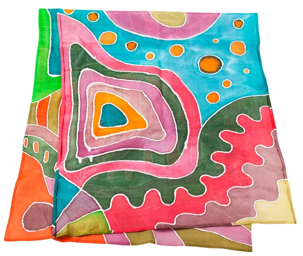 Batik silk scarf with abstract geometric pattern — Stock Photo, Image