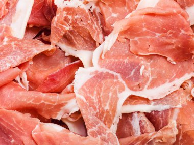 Kuru tedavi jambon ince dilimleri yakın çekim