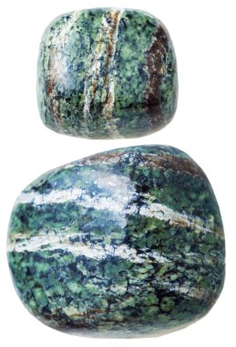 two hawk's eye gemstones isolated